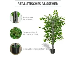 HOMCOM Künstlicher Ficusbaum Kunststoff Zement  15L x 15B x 135H cm