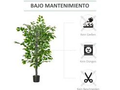 HOMCOM Künstlicher Ficusbaum Kunststoff Zement  15L x 15B x 135H cm