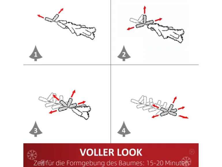 HOMCOM Künstlicher Weihnachtsbaum 180cm mit Kunstschnee 630 Astspitzen