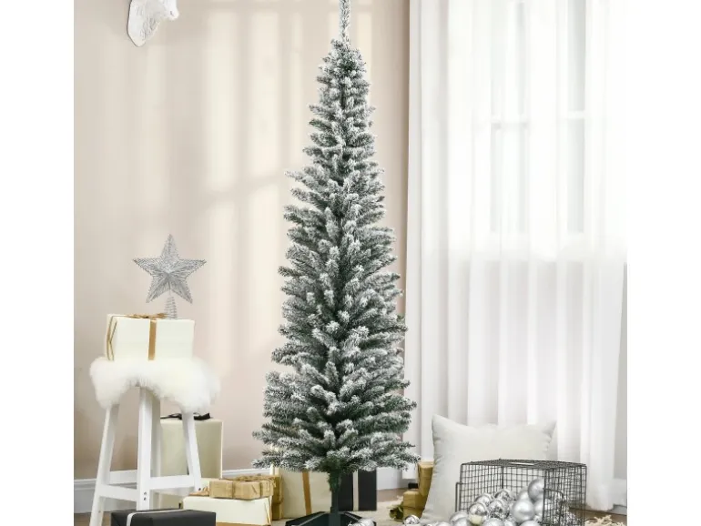 HOMCOM Künstlicher Weihnachtsbaum 180cm mit Kunstschnee mit 390 Astspitzen