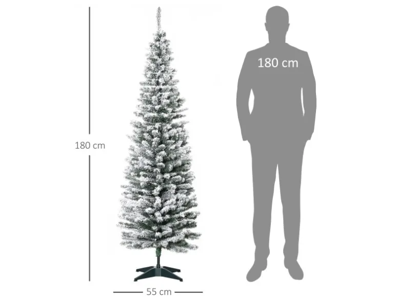 HOMCOM Künstlicher Weihnachtsbaum 180cm mit Kunstschnee mit 390 Astspitzen