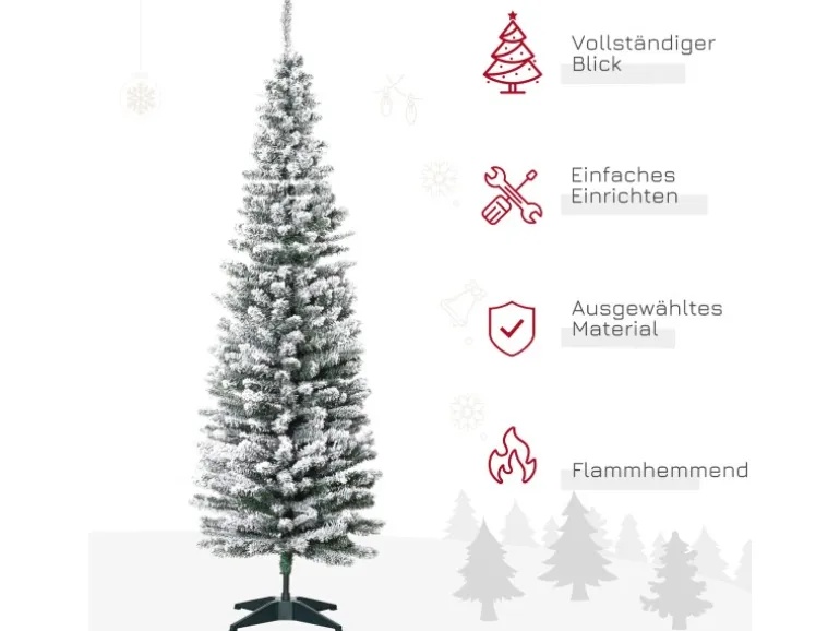 HOMCOM Künstlicher Weihnachtsbaum 180cm mit Kunstschnee mit 390 Astspitzen