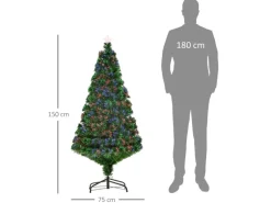 HOMCOM Künstlicher Weihnachtsbaum LED Lichtfaser mit Metallständer