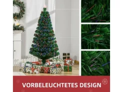 HOMCOM Künstlicher Weihnachtsbaum LED Lichtfaser mit Metallständer