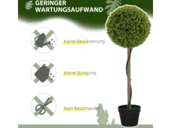 HOMCOM Kunstpflanze 2er-Set Kunststoff Zement  Ø28 x 90 cm