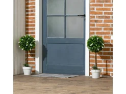 HOMCOM Kunstpflanze Kunststoff Zement Weiß 14,5L x 14,5B x 60H cm