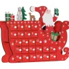 HOMCOM Weihnachts  Adventskalender Mehrschichtenplatte Rot 22,5L x 8B x 36H cm