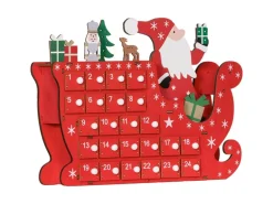 HOMCOM Weihnachts  Adventskalender Mehrschichtenplatte Rot 22,5L x 8B x 36H cm