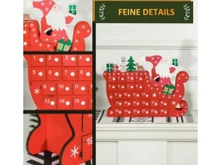 HOMCOM Weihnachts  Adventskalender Mehrschichtenplatte Rot 22,5L x 8B x 36H cm