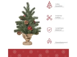 HOMCOM Weihnachtsbaum 50 cm mit 4 Roten Beeren