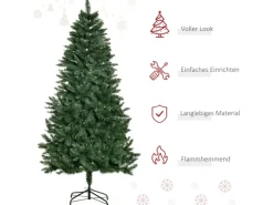 HOMCOM Weihnachtsbaum 1111 Spitzen Stahl Kunststoff 90 x 180H cm