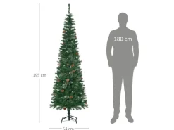 HOMCOM Weihnachtsbaum Kunststoff Metall 54L x 54B x 195H cm