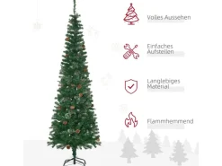 HOMCOM Weihnachtsbaum Kunststoff Metall 54L x 54B x 195H cm