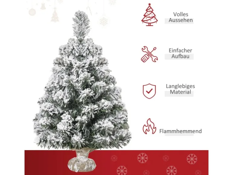 HOMCOM Weihnachtsbaum Kunststoff Polyester 32L x 32B x 60H cm