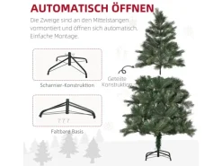 HOMCOM Weihnachtsbaum Kunststoff Künstlich Metall 90 x 180H cm