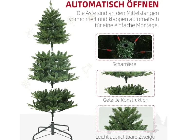 HOMCOM Weihnachtsbaum Kunststoff PE Stahl 105 x 180H cm