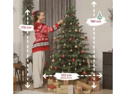 HOMCOM Weihnachtsbaum Kunststoff Metall 122L x 122B x 180H cm