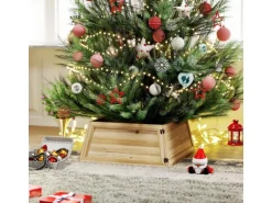 HOMCOM Weihnachtsbaumkragen Tannenholz 65L x 65B x 27H cm Naturholz