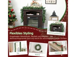 HOMCOM Weihnachtsgirlande Kunststoff Metall 180L x 25B x 25H cm