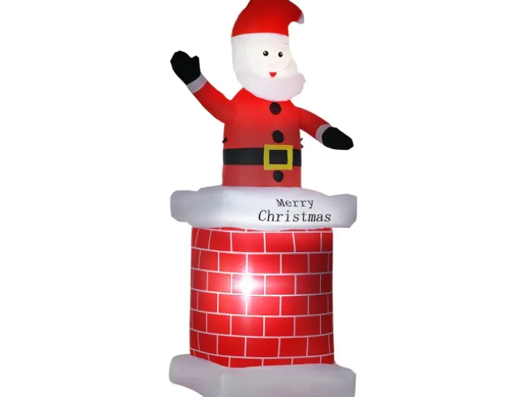 HOMCOM Weihnachtsmann mit Schornstein für Innen- und Außenbereich