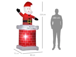 HOMCOM Weihnachtsmann mit Schornstein für Innen- und Außenbereich