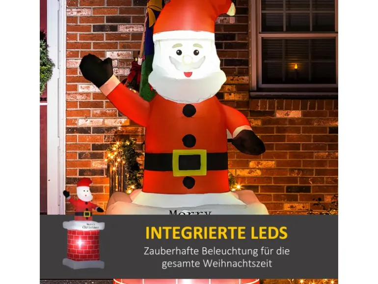 HOMCOM Weihnachtsmann mit Schornstein für Innen- und Außenbereich