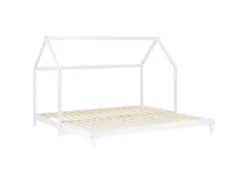 Homestyle4u Hausbett 90x200 in Weiß Ausziehbar 2591