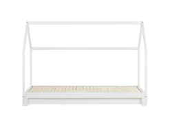 Homestyle4u Hausbett 90x200 mit 2 Matratzen Ausziehbar in Weiß 2719