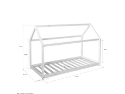 Homestyle4u Kinderbett 80 x 160 cm Hausbett Grau