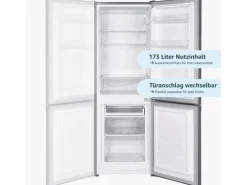 homeX Kühlschrank Mit Gefrierfach Kühl-Gefrierkombination Freistehend 173 Liter Nutzinhalt CFS1110-S Silber