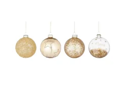 House of Seasons Weihnachtsglaskugel Ø 8 cm Gold 4-fach Sortiert