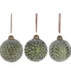House of Seasons Weihnachtsglaskugel Ø 8 cm Grün 3-fach Sortiert