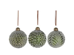 House of Seasons Weihnachtsglaskugel Ø 8 cm Grün 3-fach Sortiert