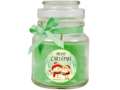 HS Candle Duftkerze & Glas Weihnachten Grün Bonbon 30h