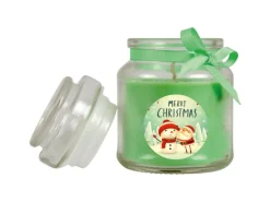 HS Candle Duftkerze & Glas Weihnachten Grün Bonbon 30h