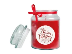 HS Candle Duftkerze & Glas Weihnachten Rot Bonbon 110h