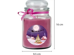 HS Candle Duftkerze & Glas Weihnachten Lila Bonbon 110h