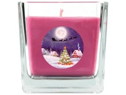 HS Candle Duftkerze & Glas Weihnachten Lila Bonbon 50h