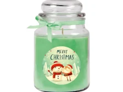 HS Candle Duftkerze & Glas Weihnachten Grün Bonbon 110h