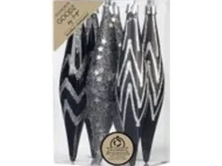 Inge's Christmas Decor GmbH Christbaumschmuck Eiszapfen Kunststoff 15 cm 6 Stück Schwarz Anthrazit