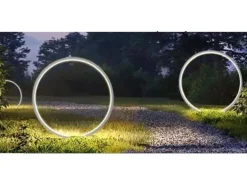 Just Light. LED-Erdspießleuchte Zirkulu Schwarz 66 cm x Ø 50 cm