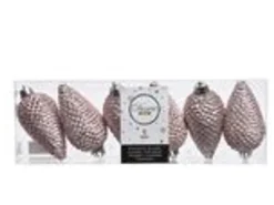 Kaemingk Christbaumschmuck Zapfen Bruchfest  4,5 cm  H 8 cm 6 Stueck Rosa