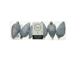 Kaemingk Christbaumschmuck Zapfen Bruchfest  4,5 cm H 8 cm  6 Stueck Farbe Grau