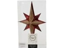 Kaemingk Christbaumschmuck Christbaumspitze Bruchfest Farbe Rot Glitter H 25,5 cm