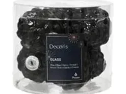 Kaemingk Christbaumschmuck Zapfen Glas  5 cm Laenge 7 cm 6 Stueck Schwarz