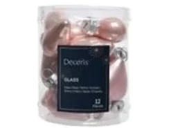 Kaemingk Christbaumschmuck Herzen Glas 2 x 4,5 x 4 cm 12 Stueck Puderrosa