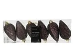 Kaemingk Christbaumschmuck Zapfen Bruchfest  4,5cm  H 8cm 6 Stk Black Truffle