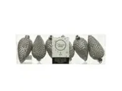 Kaemingk Christbaumschmuck Zapfen Bruchfest  4,5 cm H 8 cm 6 Stueck Aussehen Grau