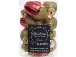 Kaemingk Christbaumschmuck Eichel Glas  3 cm x 4 cm 12 Stueck Farbe Rot Gold