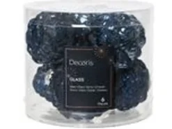 Kaemingk Christbaumschmuck Zapfen Glas  5 cm Laenge 7 cm 6 Stueck Nachtblau